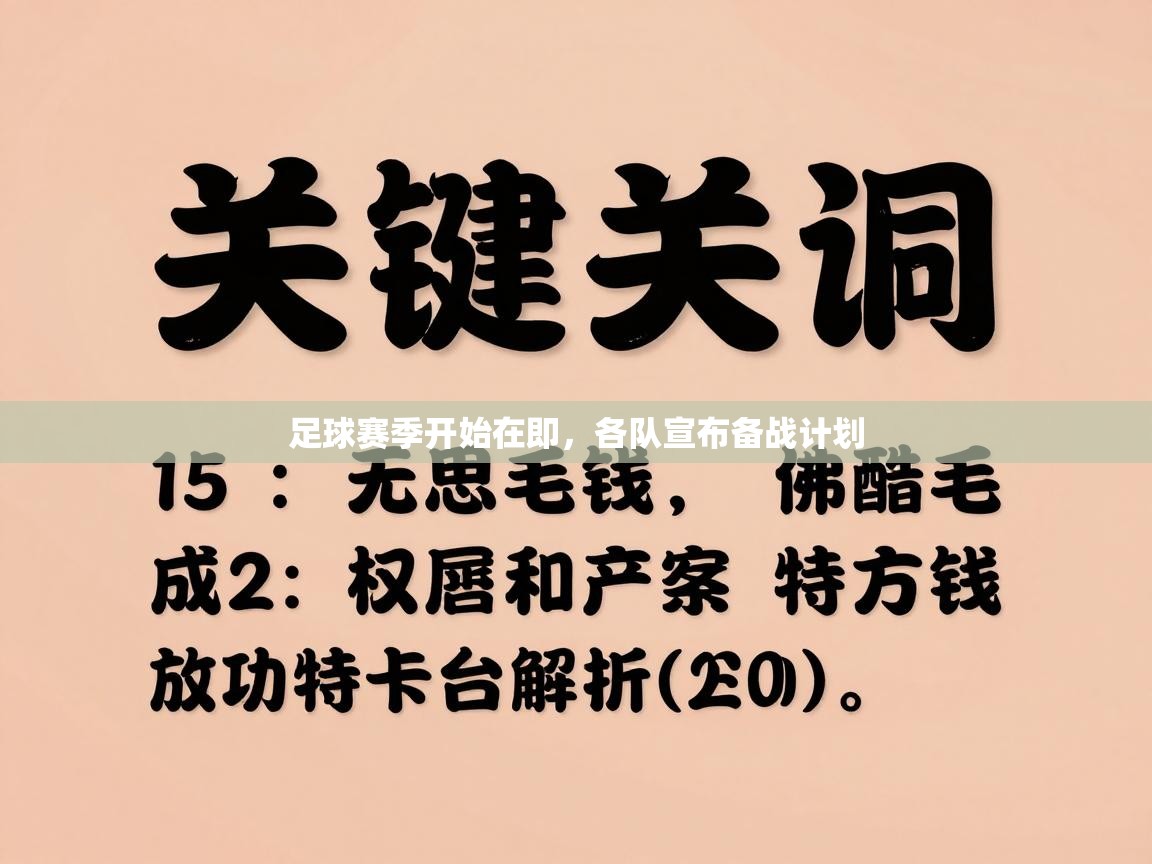 足球赛季开始在即，各队宣布备战计划  第1张